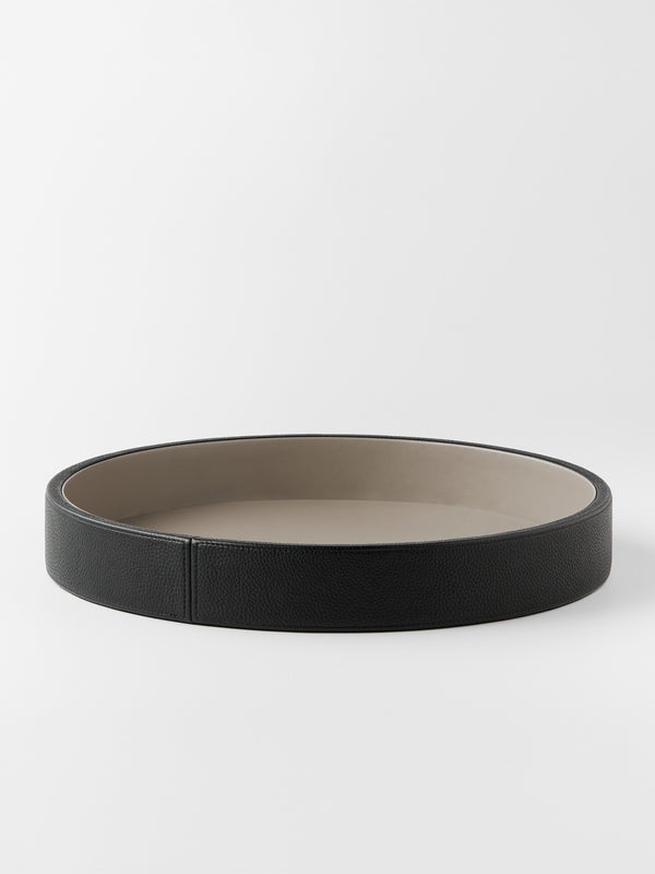 Round leather tray by Lulu Mosquito