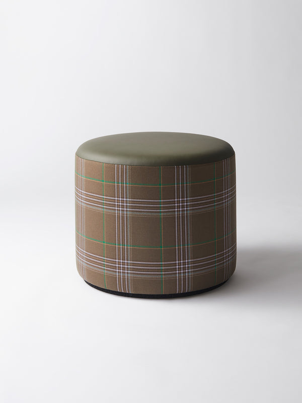Luxury pouf with leather top by Lulu Mosquito